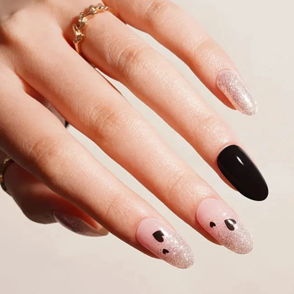 Glitter Hearts Gel Nail Strips Kit