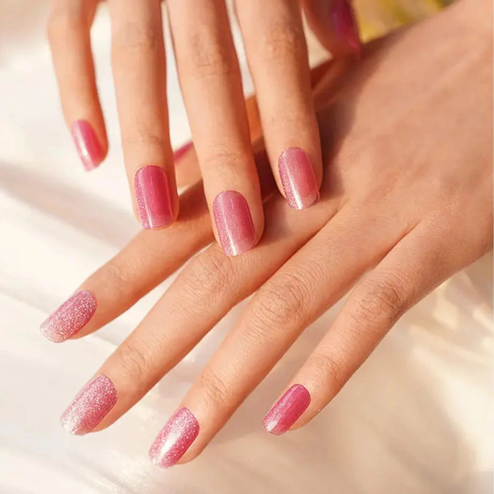 Glitter Pink Gel Nail Strips Kit