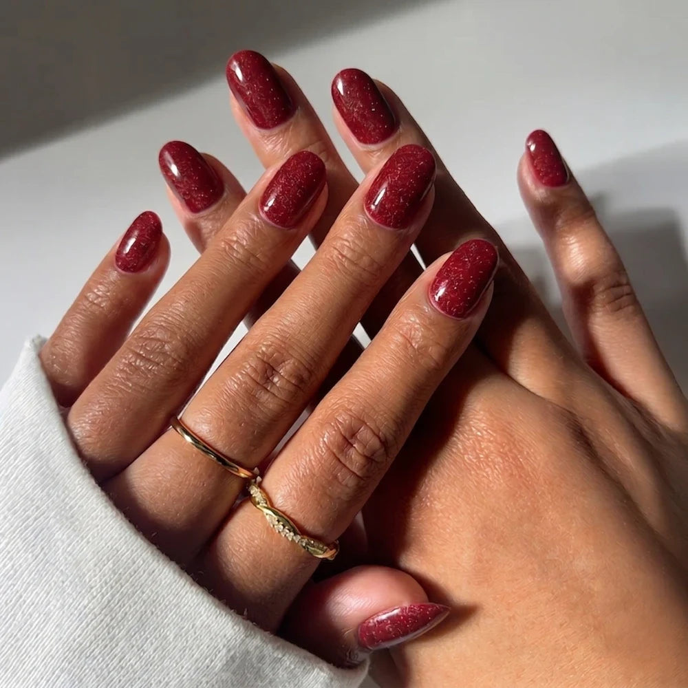 Glittery Burgundy Gel Nail Strips Kit