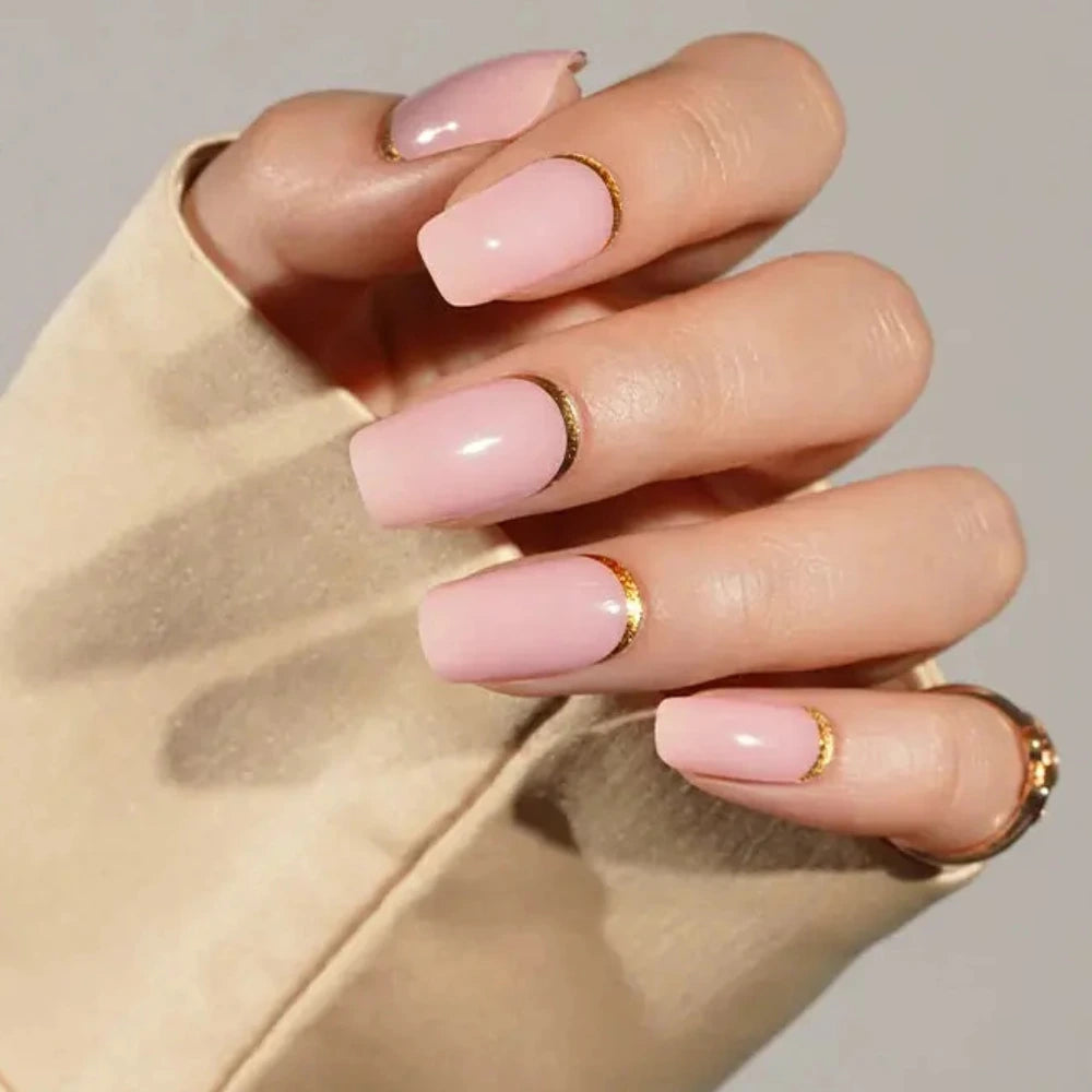 Gold Cuff Blush Gel Nail Strips Kit