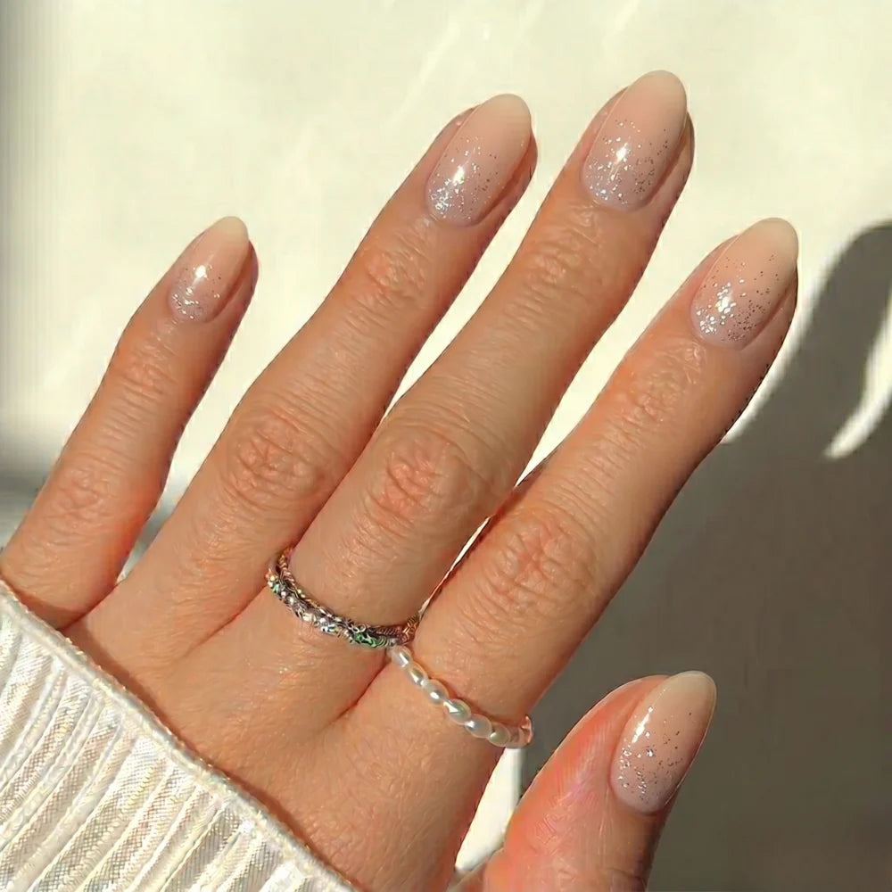 Silver Glitter Fade Gel Nail Strips Kit