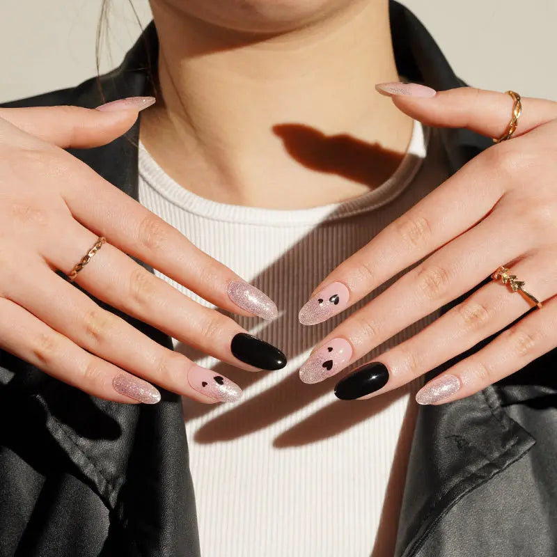 Glitter Hearts Gel Nail Strips Kit