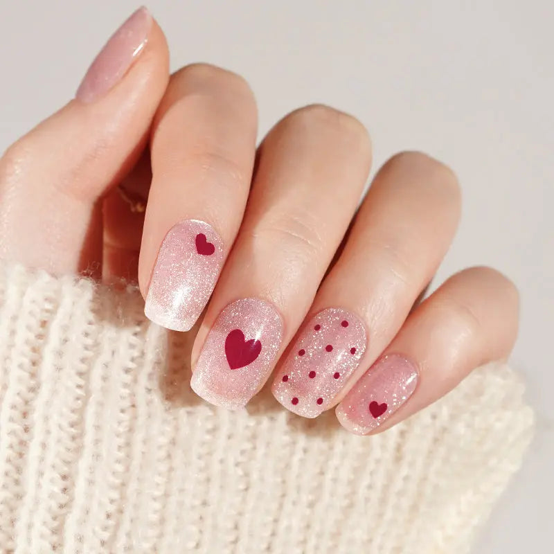 Glitter Pop Heart Gel Nail Strips Kit