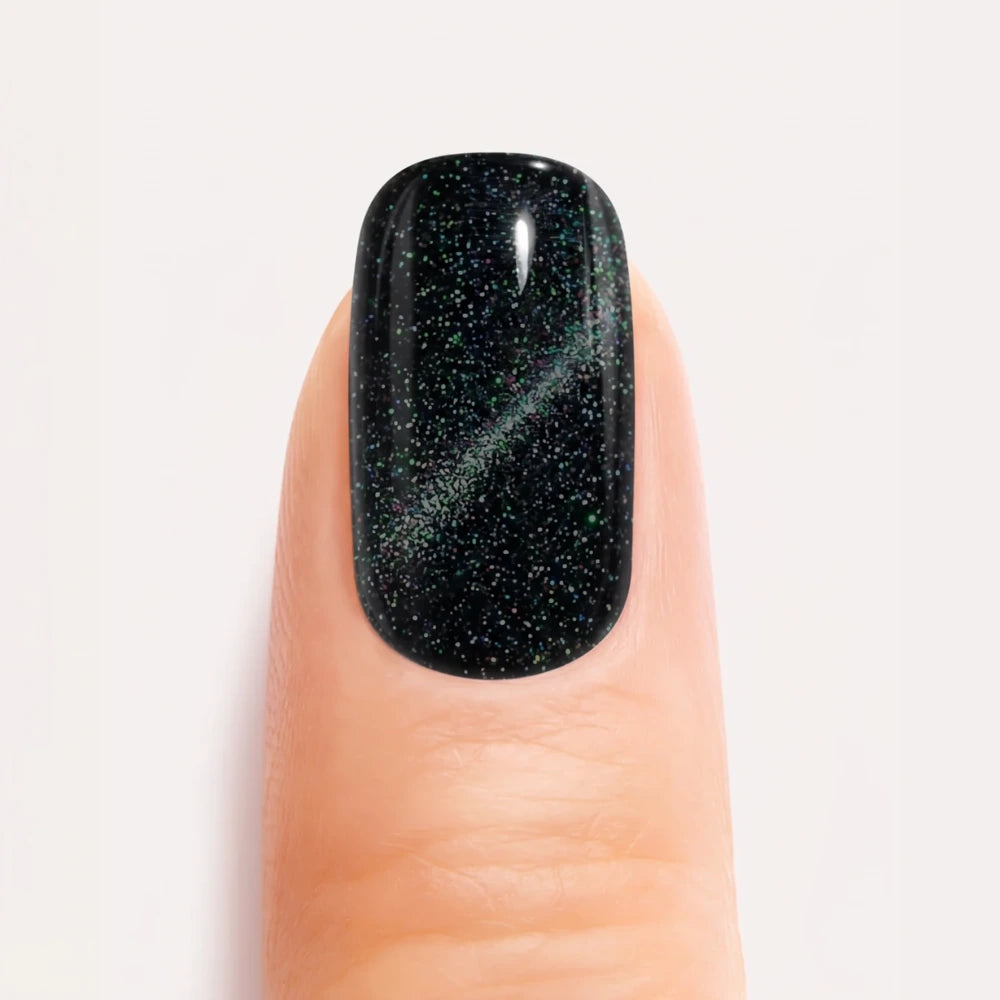 Black Glitter Gel Nail Strips Kit